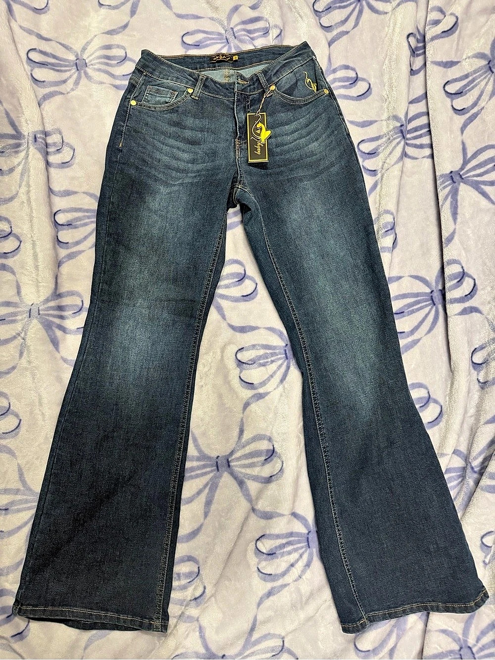 Baby Phat Boot Cut Embroidered Jeans in Blue Size 3 NWT